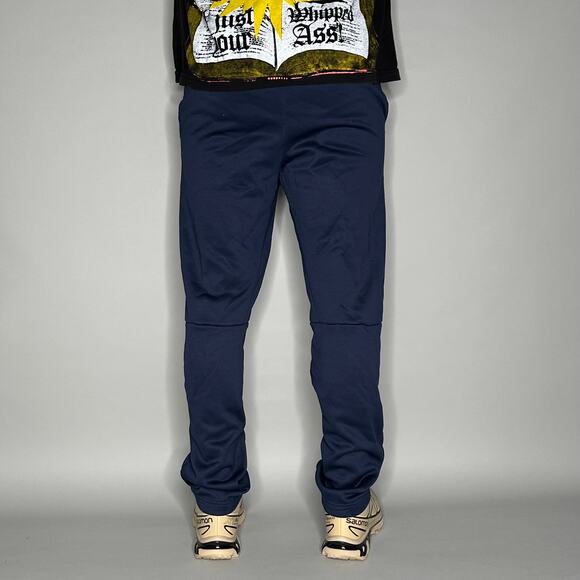 Nike Sweatpants Navy Blue Polyester Joggers White Swoosh Dri Fit - Picture 3 of 4